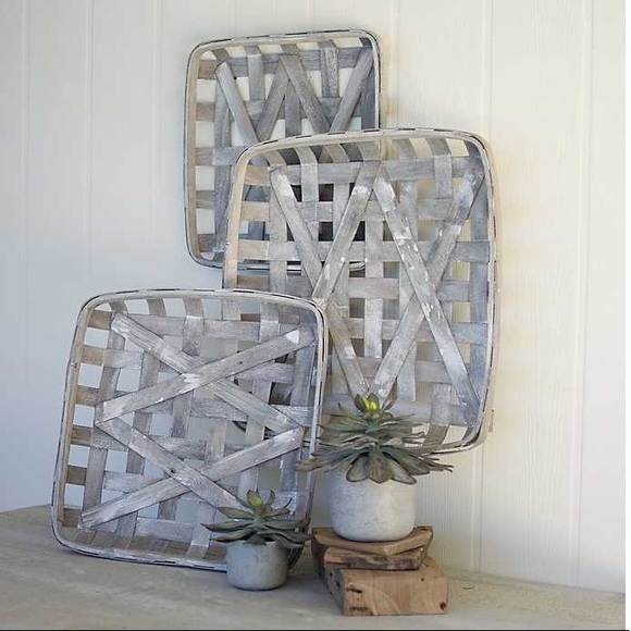 Other - Gray wash woven tobacco baskets set of 3